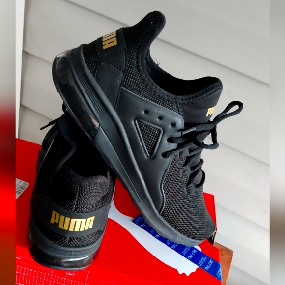 Black/Gold PUMA ELECTRON 2 RUNNING SHOE -SOFT FOAM OPTIMAL COMFORT - Picture 6 of 7